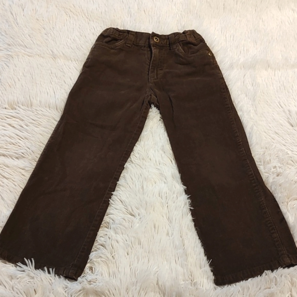 Cherokee Boy's Corduroy Pants Brown Adjustable Snap Front Casual Preppy Size 4T